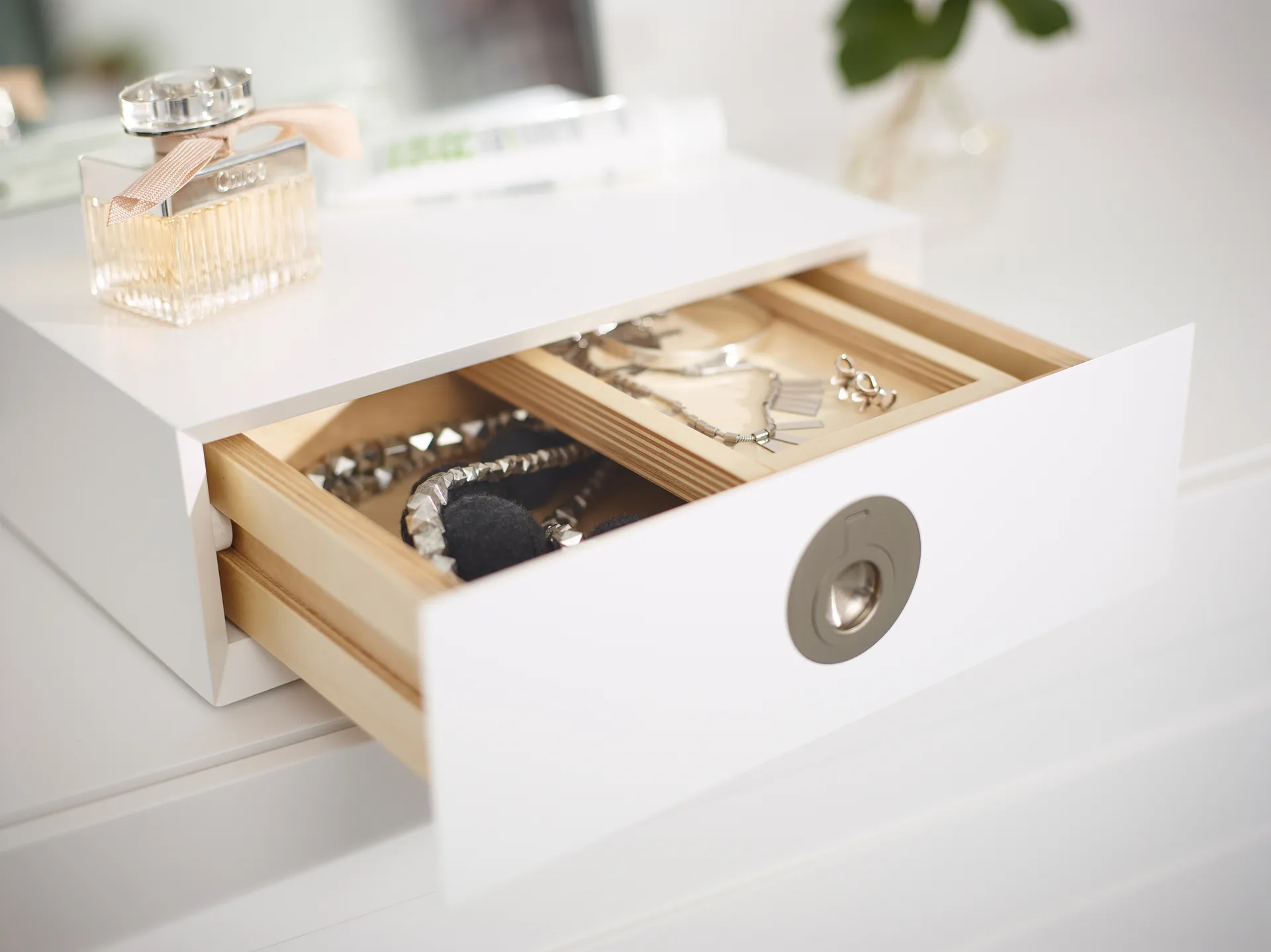 Me table mirror with storage, White, 34x57x30 cm A2