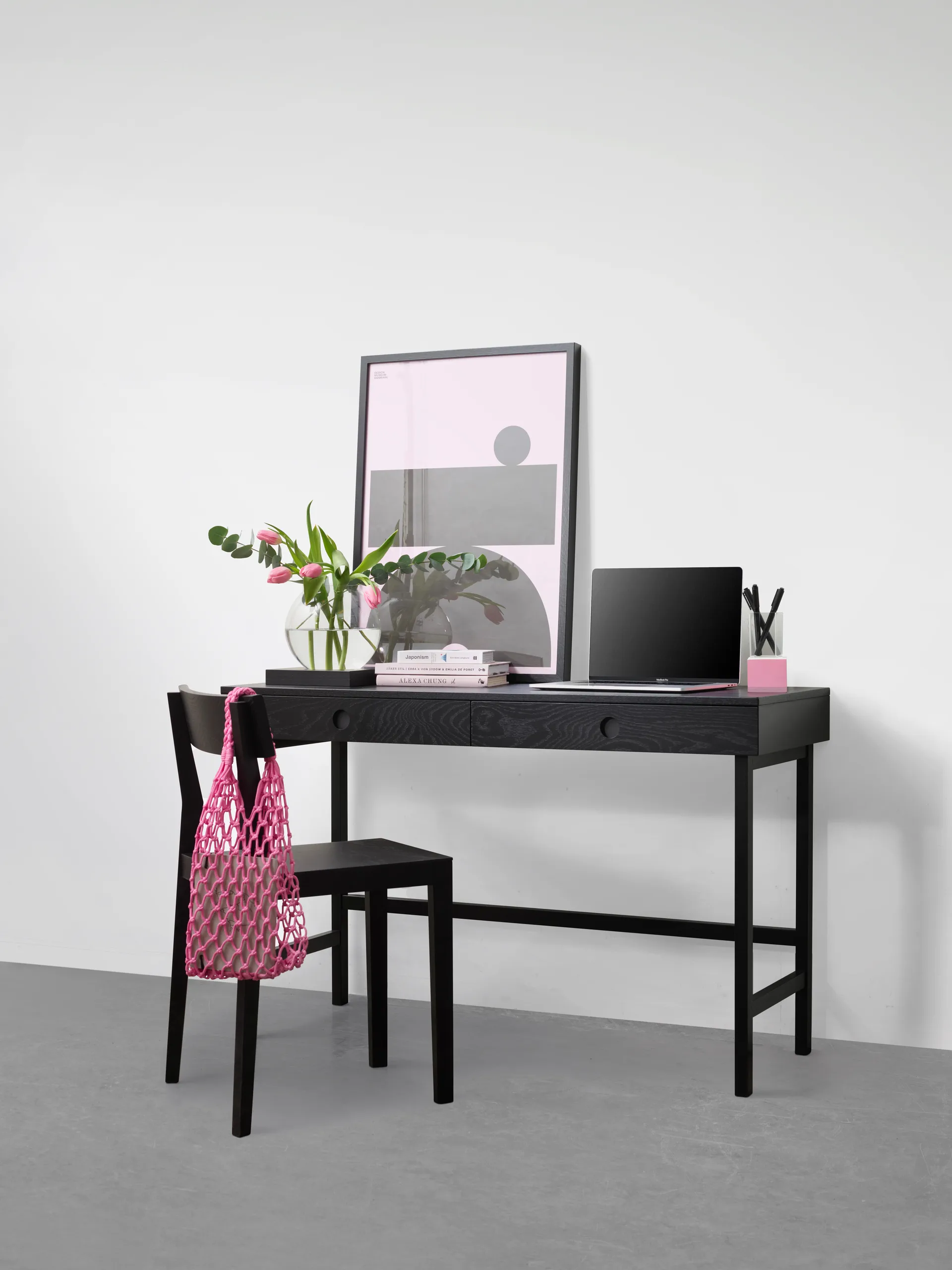 Mind desk, Black-stained oak, 118x74x44 cm A2