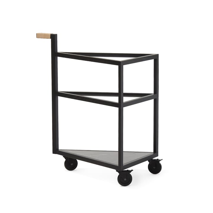 Move serving trolley - Black stained oak, big, marble marquina, glass - A2