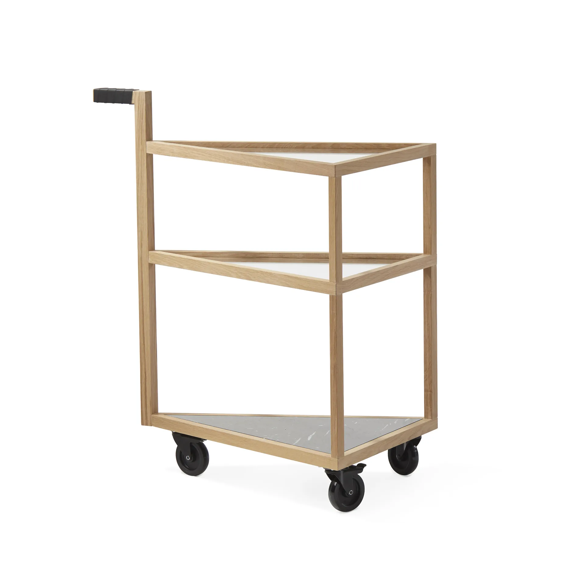 Move serving trolley, White oiled oak, big, marble marquina, glass A2