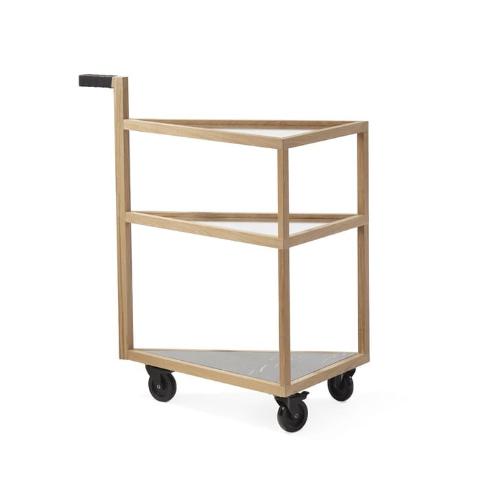 Move serving trolley - White oiled oak, big, marble marquina, glass - A2