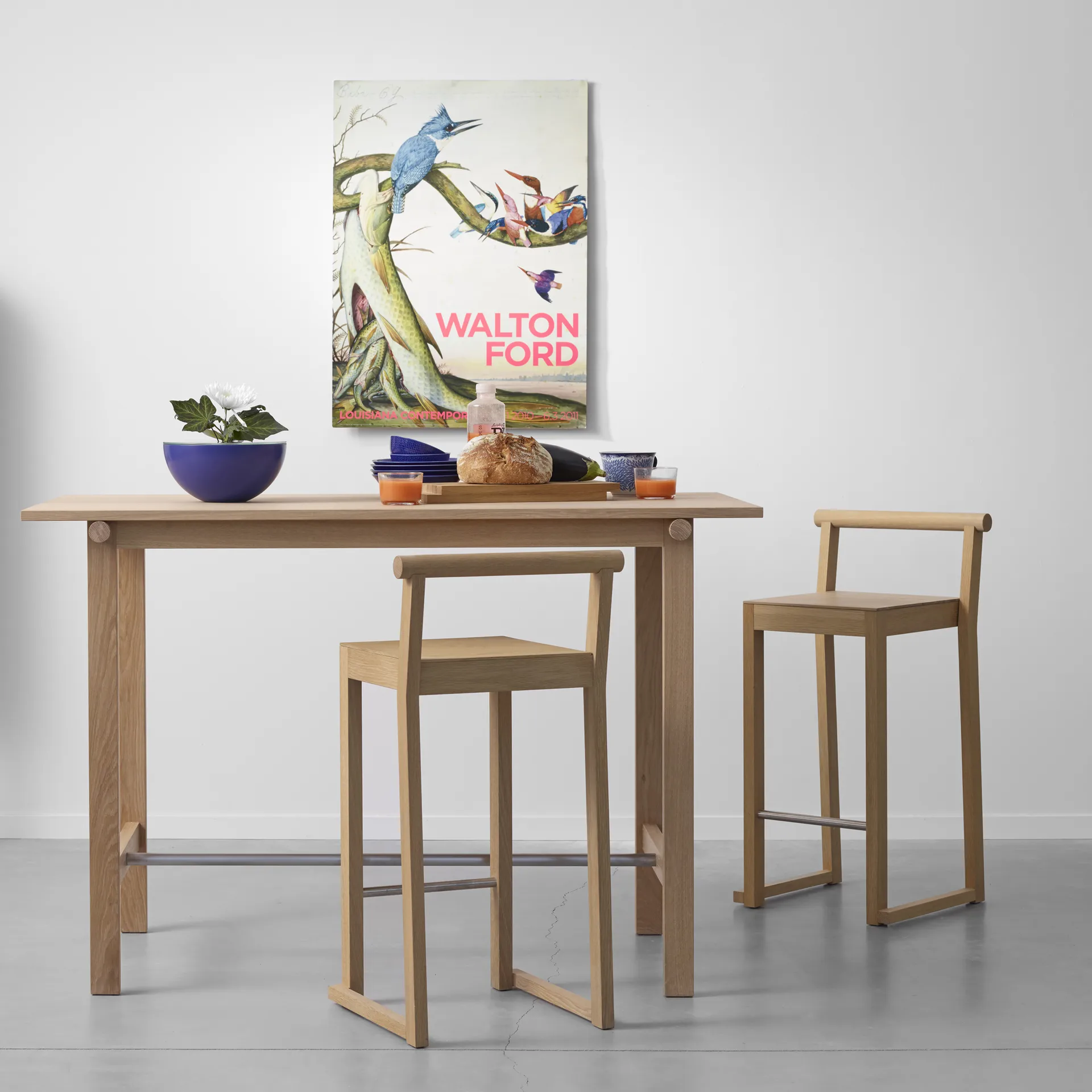 Party barstool 66 cm, White oiled oak A2