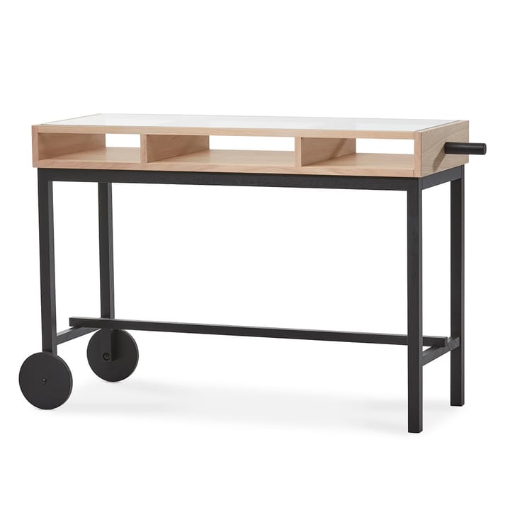 Shift desk with wheels - White lacquered oak-black - A2