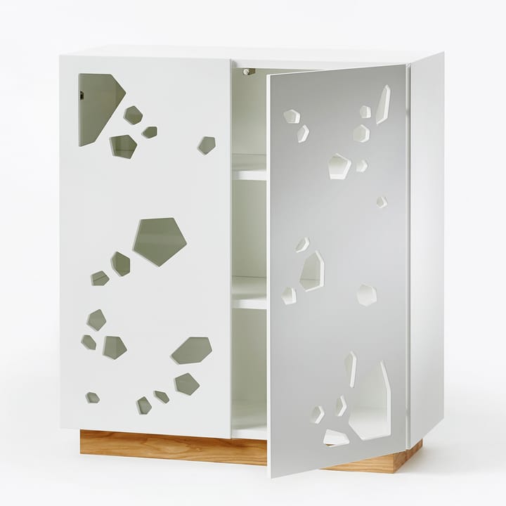 Sneak peek cabinet - White.  oiled oak stand - A2