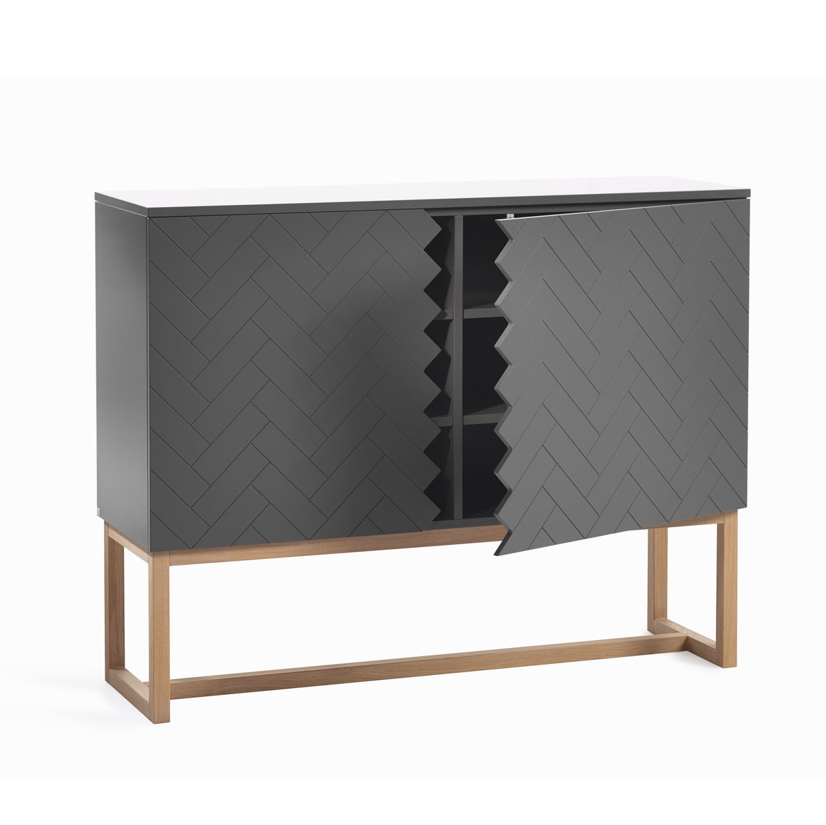 A2 Story cabinet Grey-white lacquered oak legs | Scandinavian Design | Display & glass cabinets | Brown