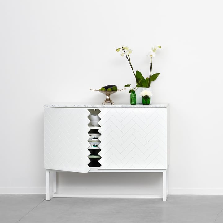 Story Side table - White, white marble top, white stand - A2