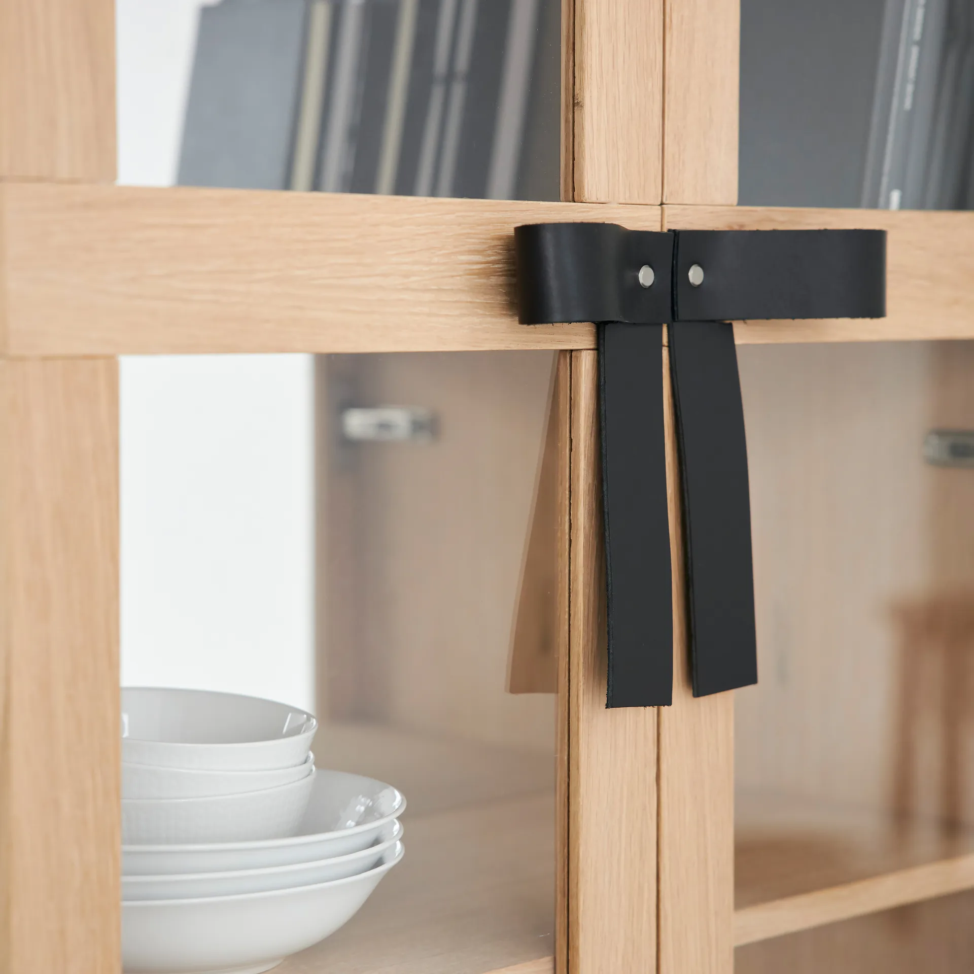 The Bow display cabinet, White oiled oak A2