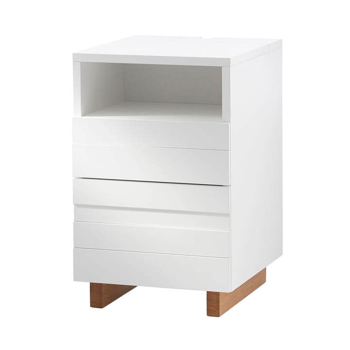 White bedside table - Oak legs - A2