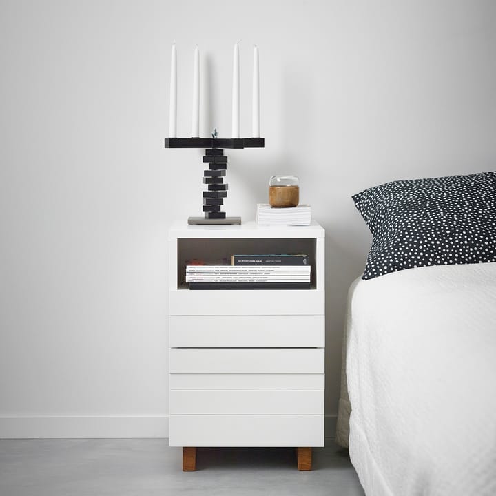 White bedside table, Oak legs A2