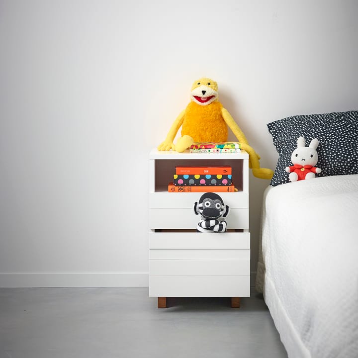 White bedside table, Oak legs A2