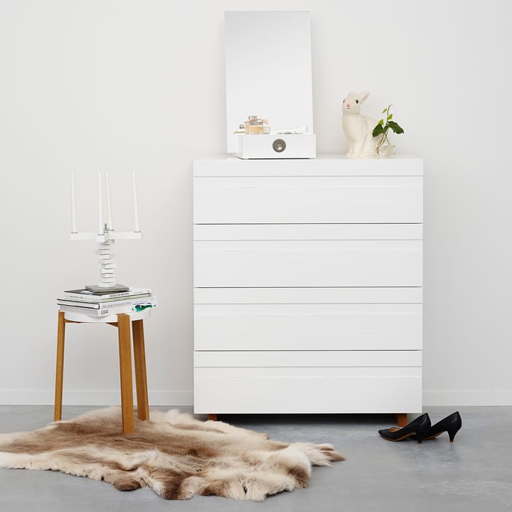 White dresser, 4 drawers - Oak legs - A2