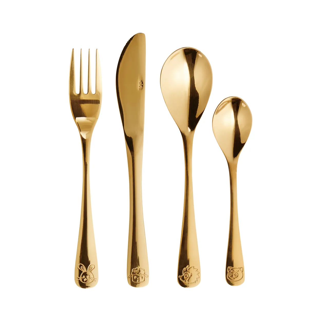Aida children's cutlery 4 pieces Gold | Scandinavian Design | Children's cutlery | Gold-coloured
