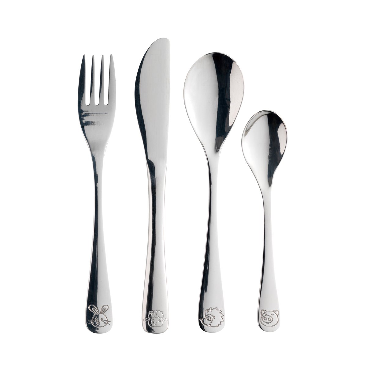 Aida children's cutlery 4 pieces Steel | Scandinavian Design | Children's cutlery | Silver-coloured