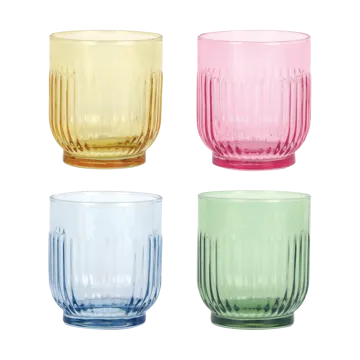 Aida drinking glasses 33 cl 4 pieces - Amber, red, light blue, green - Aida