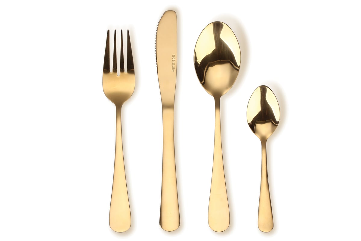 Aida Atelier cutlery set 16 parts gold | Scandinavian Design | Cutlery sets | Gold-coloured