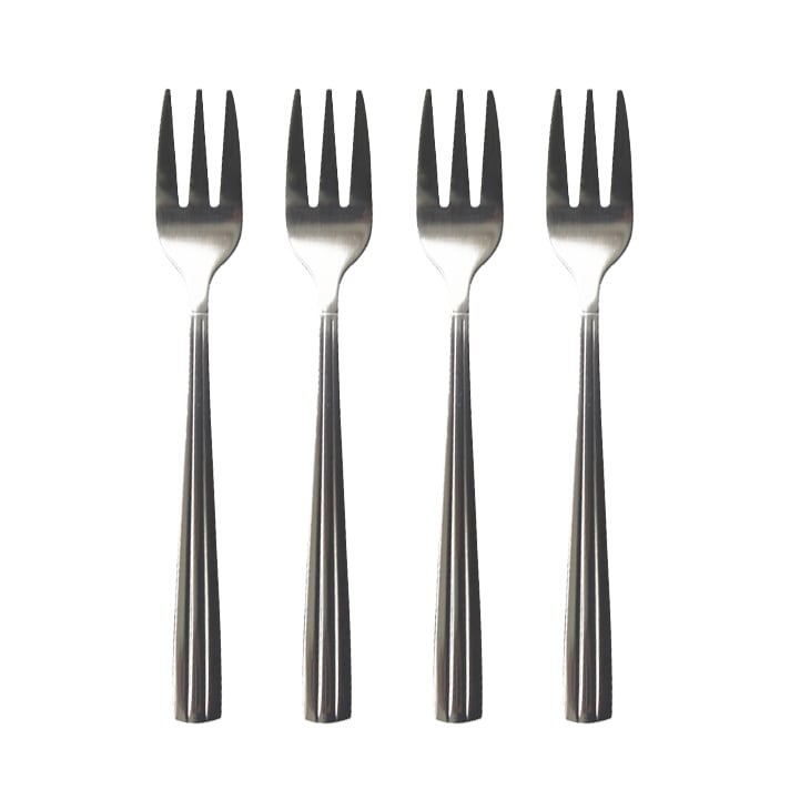 Aida Groovy cake fork 4-pack stainless steel | Scandinavian Design | Dessert cutlery | Silver-coloured