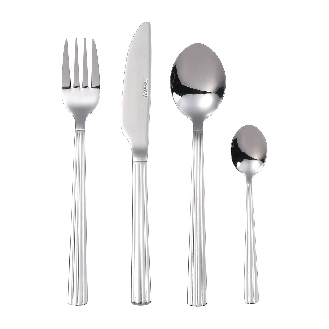 Aida Groovy cutlery 48 pieces | Scandinavian Design | Cutlery sets | Silver-coloured