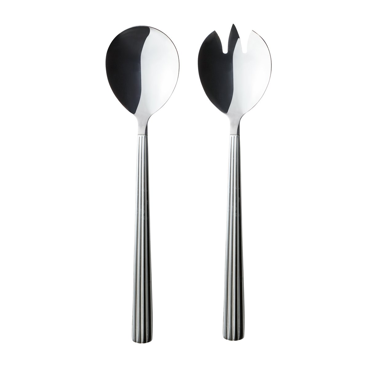 Aida Groovy salad set 2 pieces stainless steel | Scandinavian Design | Salad servers | Silver-coloured