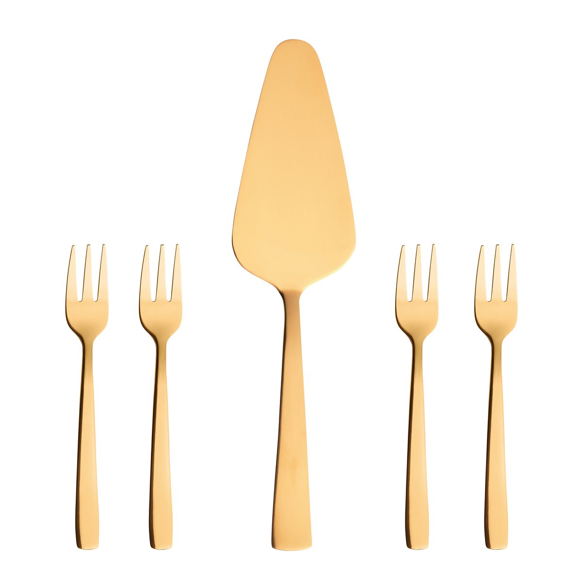 Aida Raw cake set 5 pieces gold | Scandinavian Design | Dessert cutlery | Gold-coloured