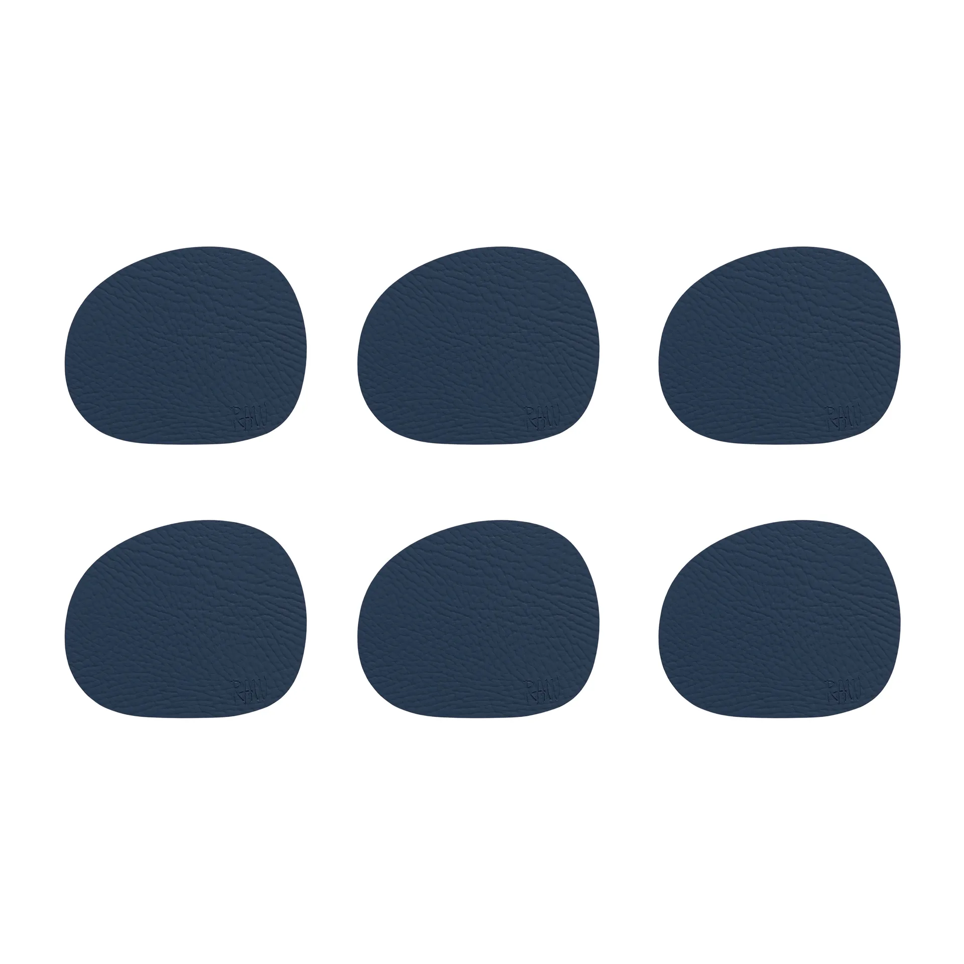 Raw coaster leather 6-pack, Dark blue Aida