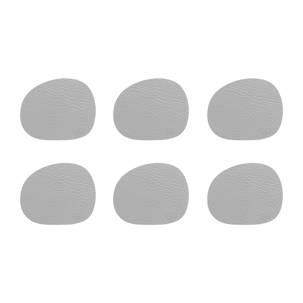 Aida Raw coaster leather 6-pack Light grey | Scandinavian Design | Coasters | Grey