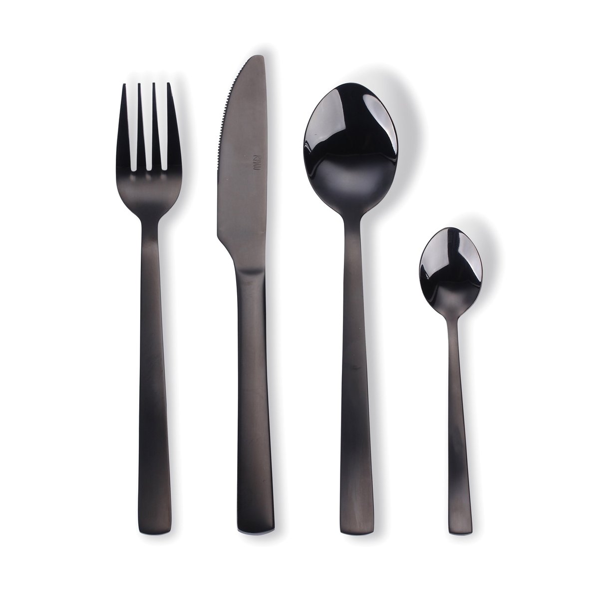 Aida Raw cutlery set 16 pcs black | Scandinavian Design | Cutlery sets | Black