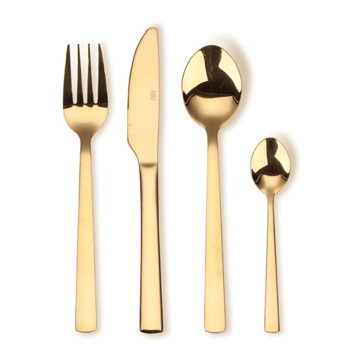 Aida Raw cutlery set 16 pcs gold | Scandinavian Design | Cutlery sets | Gold-coloured
