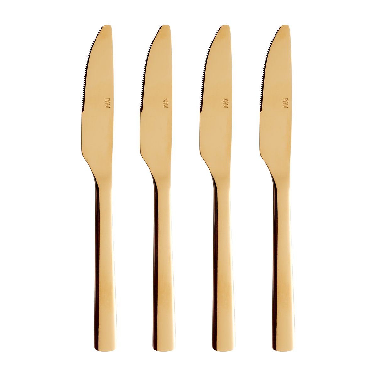 Aida Raw dinner knife 4-pack Gold | Scandinavian Design | Table cutlery | Gold-coloured
