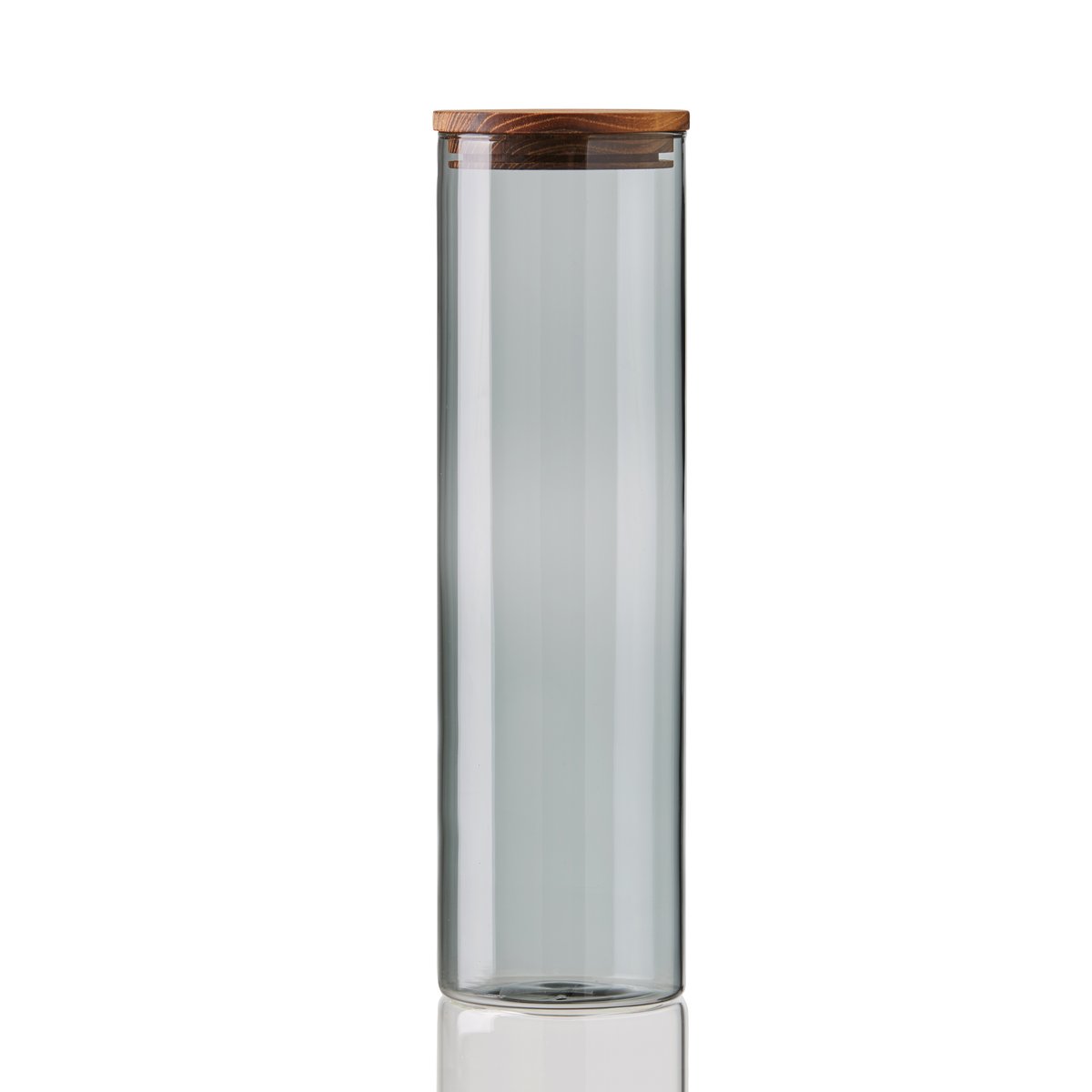 Aida Raw glass jar with wooden lid large | Scandinavian Design | Storage jars | Grey