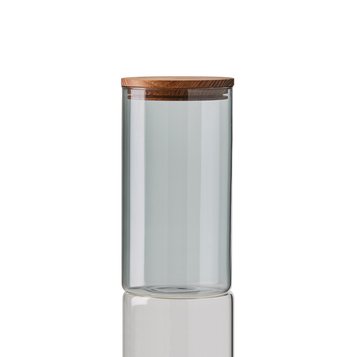 Aida Raw glass jar with wooden lid medium | Scandinavian Design | Storage jars | Grey