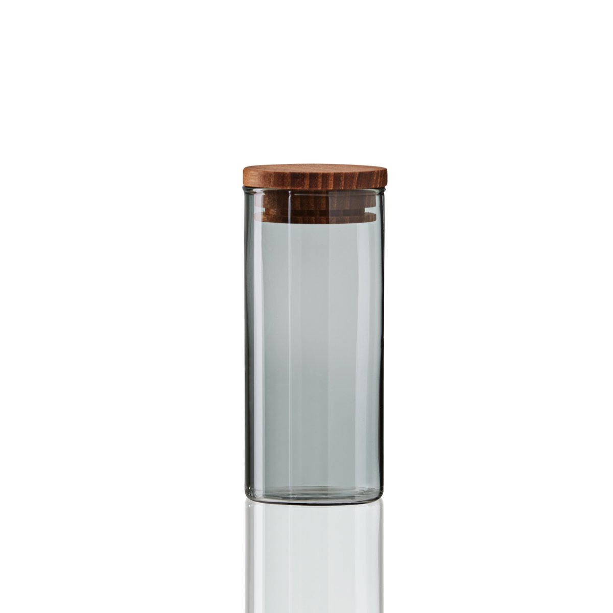 Aida Raw glass jar with wooden lid mini | Scandinavian Design | Storage jars | Grey