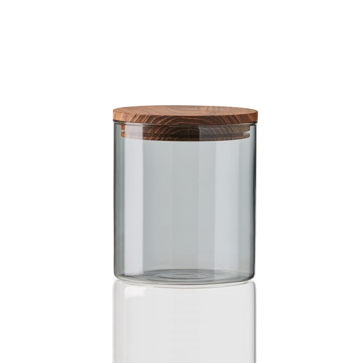 Raw glass jar smoke with wooden lid - small - Aida