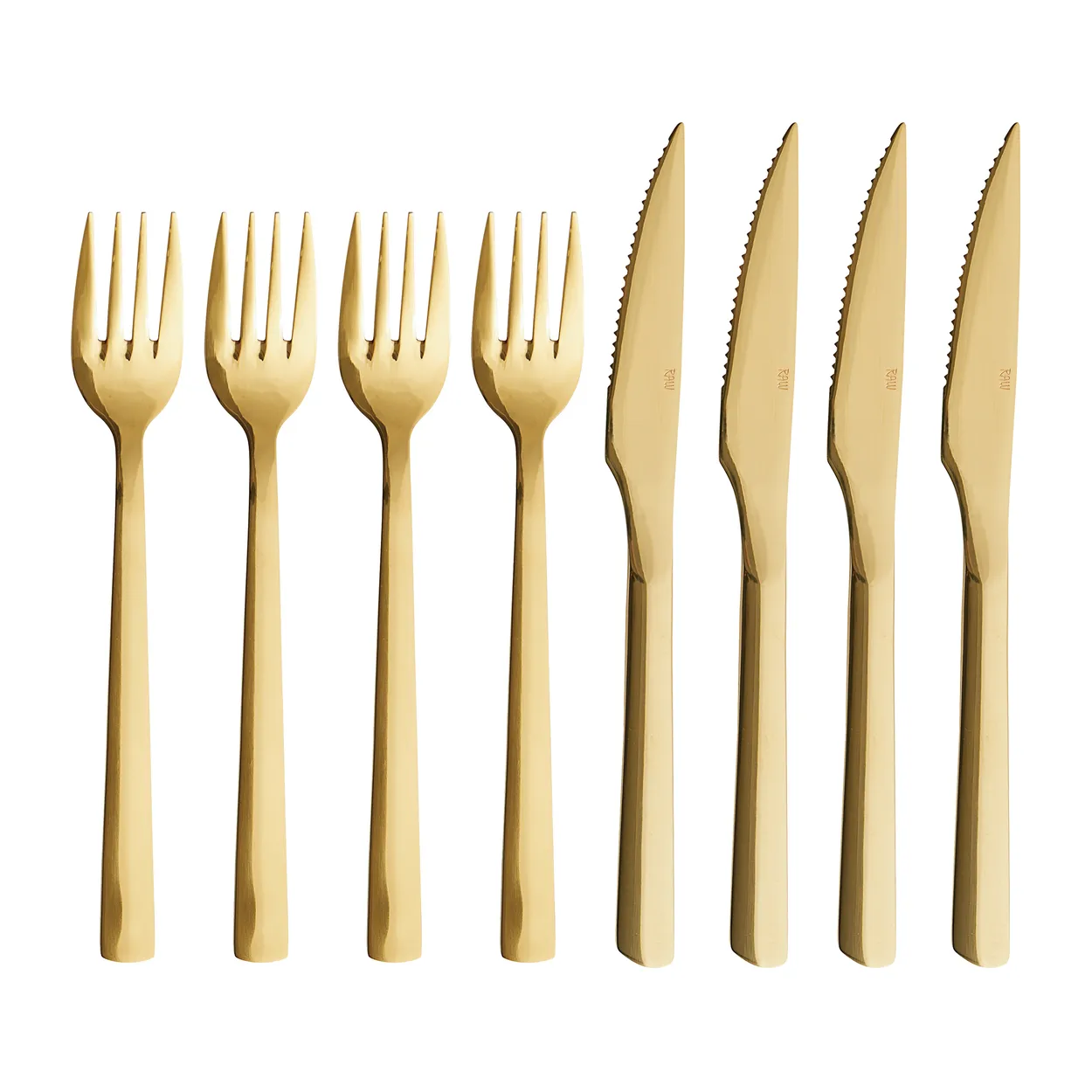 Aida Raw grill cutlery 8 pieces Gold | Scandinavian Design | Cutlery sets | Gold-coloured