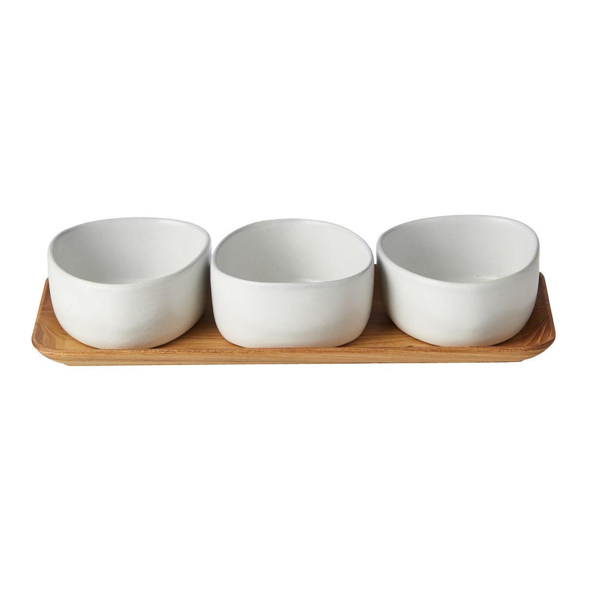 Aida Raw Organic bowl set with wooden tray Arctic White