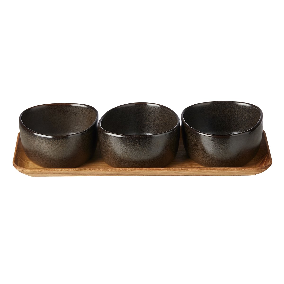 Aida Raw Organic bowl set with wooden tray Metallic Brown