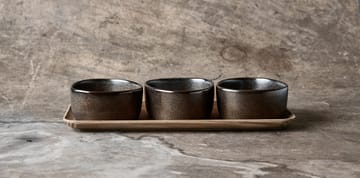 Raw Organic bowl set with wooden tray - Metallic Brown - Aida