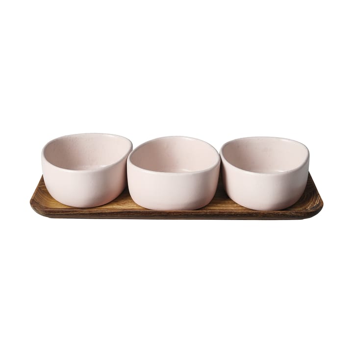 Raw Organic bowl set with wooden tray - Nordic Nude - Aida