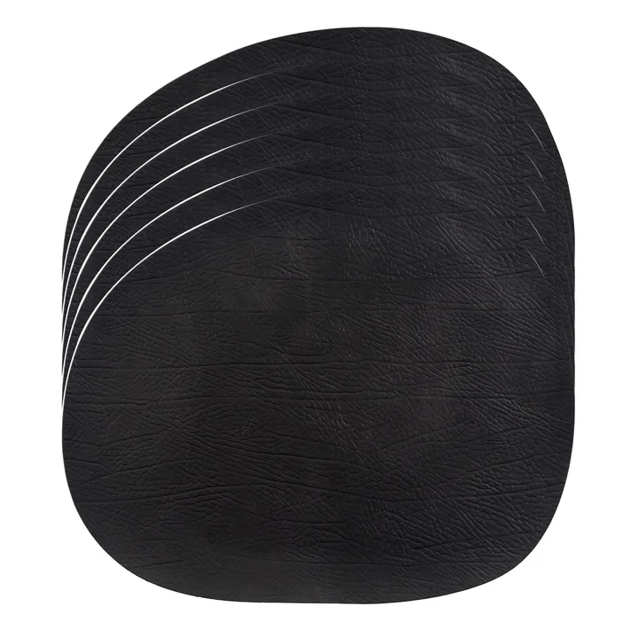 Raw placemat leather 6-pack - Black, 41x33,5 cm - Aida