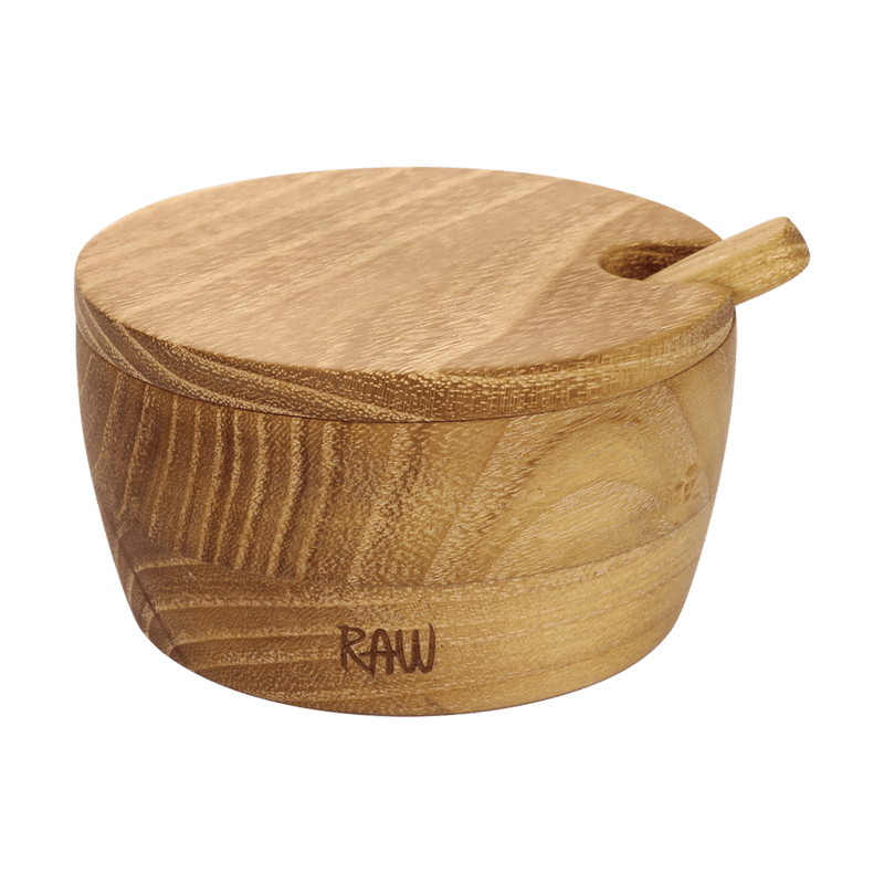 Aida Raw salt bowl incl. spoon and lid Teak