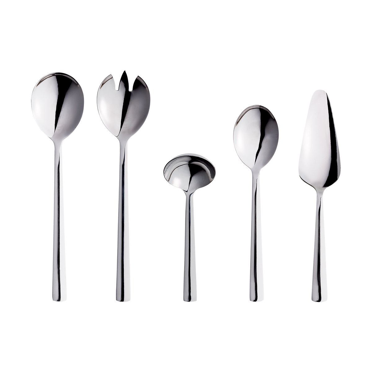 Aida Raw servering cutlery 5 pieces Silver | Scandinavian Design | Serving utensils | Silver-coloured