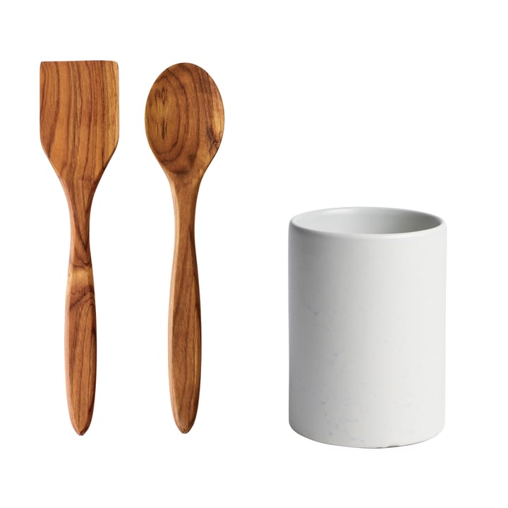 Raw storage jar with kitchen utensils, Arctic white Aida