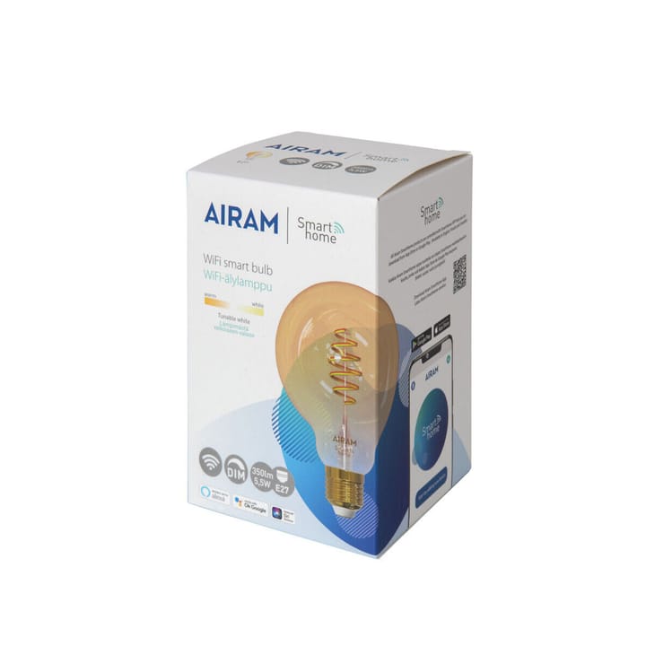 Airam Smart Home Filament LED-globe light source - Amber, 95mm, spiral e27, 6w - Airam