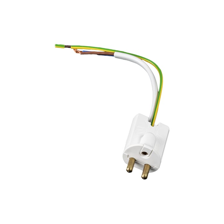 Lamp plug - White, with cable 14 cm, grounded - Airam