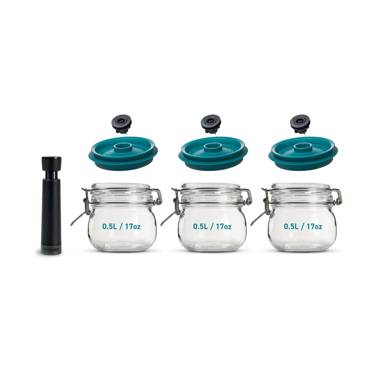Airtender vacuum sealer jars 3-pack 0.5L | Scandinavian Design | Storage jars | Green