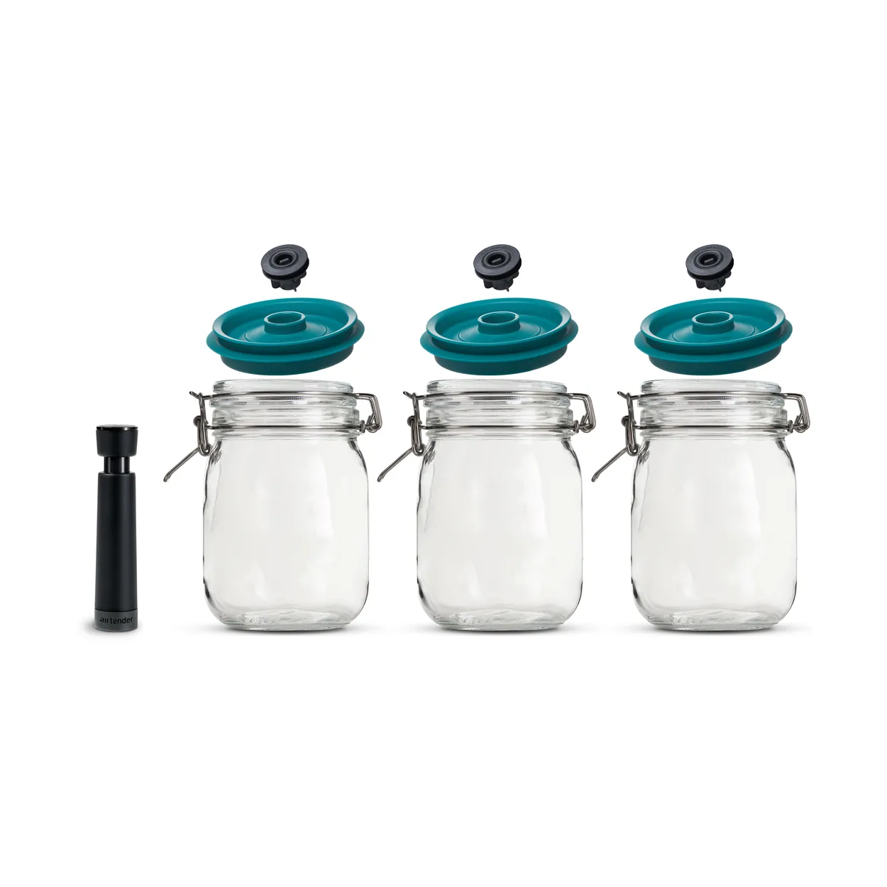 Airtender vacuum sealer jars 3-pack 1.5L | Scandinavian Design | Storage jars | Green