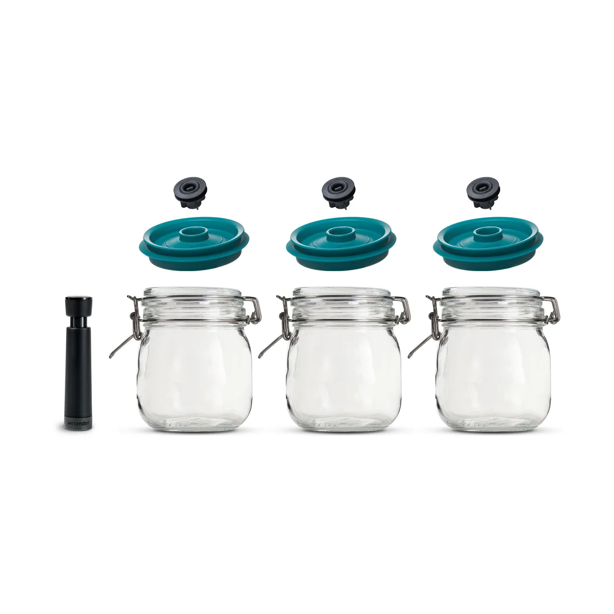 Airtender vacuum sealer jars 3-pack 1L | Scandinavian Design | Storage jars | Green