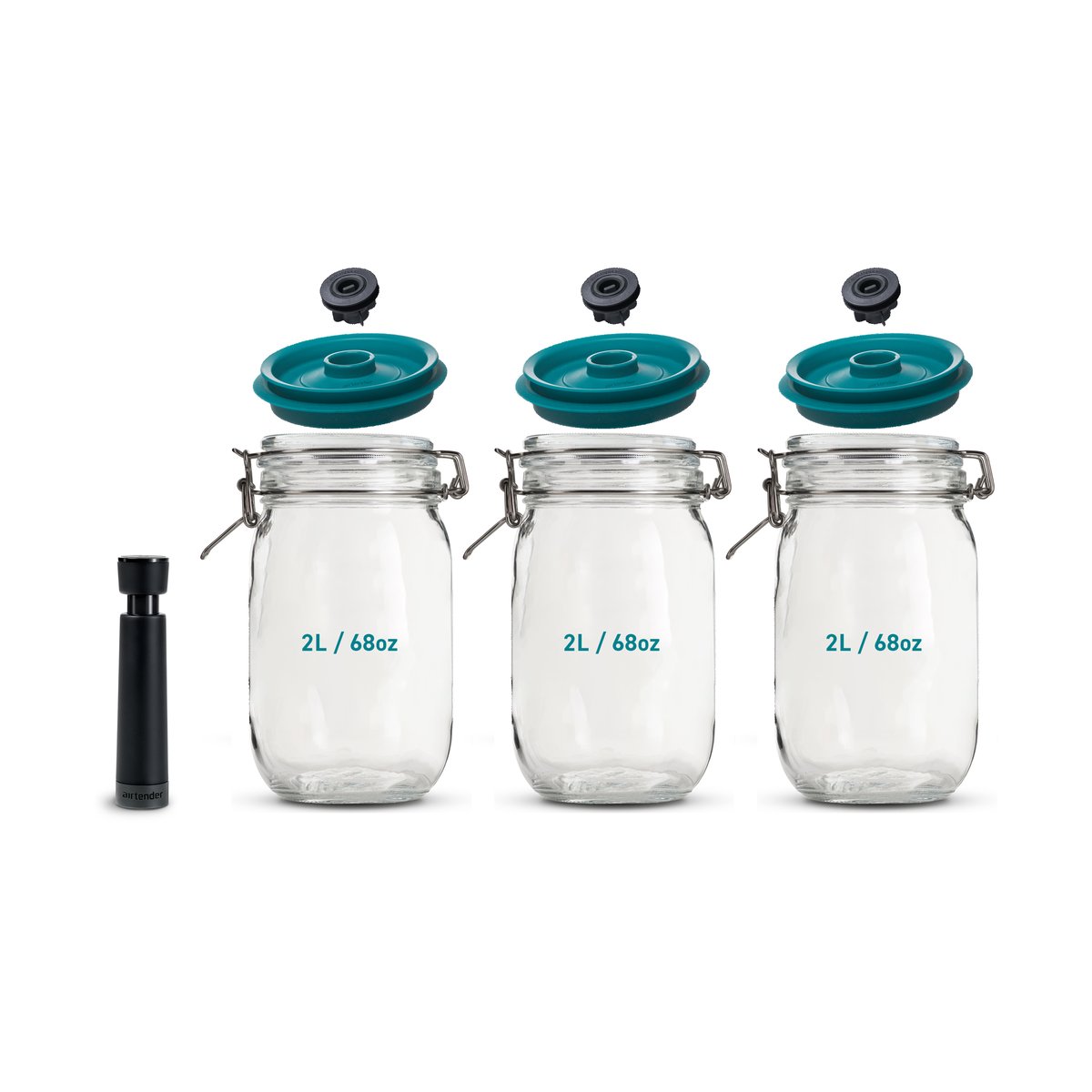 Airtender vacuum sealer jars 3-pack 2L | Scandinavian Design | Storage jars | Green