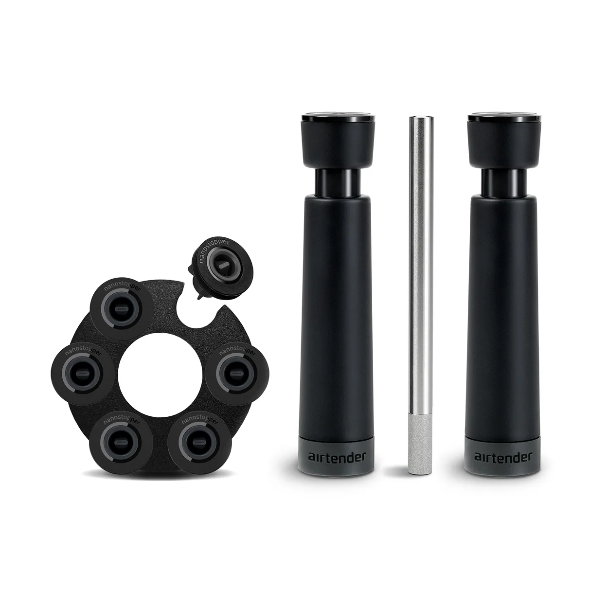 Airtender Wine Lovers Aerator and Vacuum Stopper Gift Set 9 parts