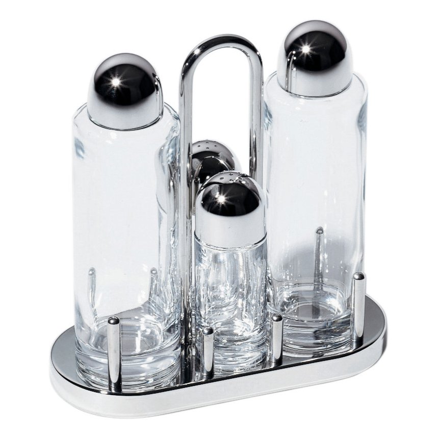 Alessi 5070 condiment set 4 pcs | Scandinavian Design | Salt & Pepper shakers | Transparent