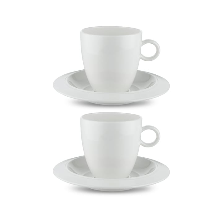 Bavero coffee cup with saucer 2-pack - white - Alessi